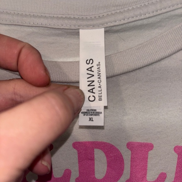 Bella Canvas Cream Childless Cat Lady T-Shirt with Purple and Pink Graphics - Picture 2 of 7